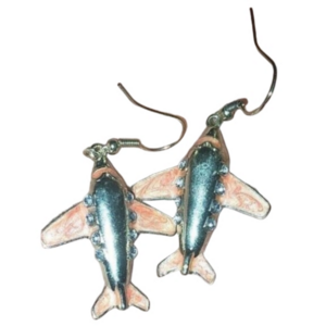 Vintage Nickel Airplane Earrings For Adults